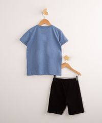 Conjunto-Infantil-de-Camiseta-Manga-Curta-Azul--T-Rex----Bermuda-de-Moletom-Preta-9994543-Preto_2
