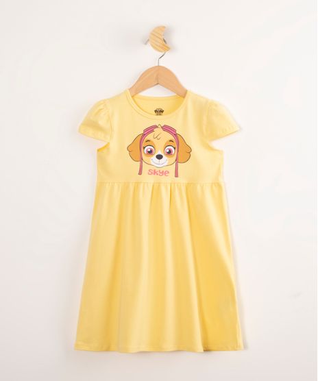 Vestido-Infantil-Patrulha-Canina-Manga-Curta-Amarelo-9994837-Amarelo_1