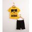 Conjunto-Infantil-em-Algodao-de-Camiseta-Manga-Curta-Amarela-Batman---Bermuda-de-Moletom-Preta-9994535-Preto_1
