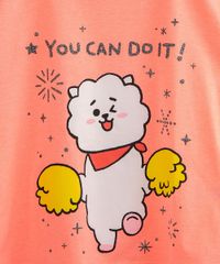 Blusa-Juvenil-de-Algodao-BT21--You-Can-Do-It--Manga-Curta--Coral-9995976-Coral_2