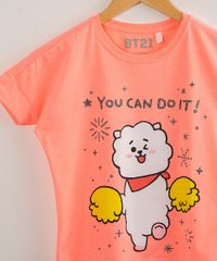 Blusa-Juvenil-de-Algodao-BT21--You-Can-Do-It--Manga-Curta--Coral-9995976-Coral_4