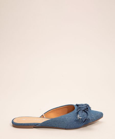 Mule-Feminino-Jeans-Bico-Fino-com-Laco-Via-Uno-Azul-Medio-9999905-Azul_Medio_1