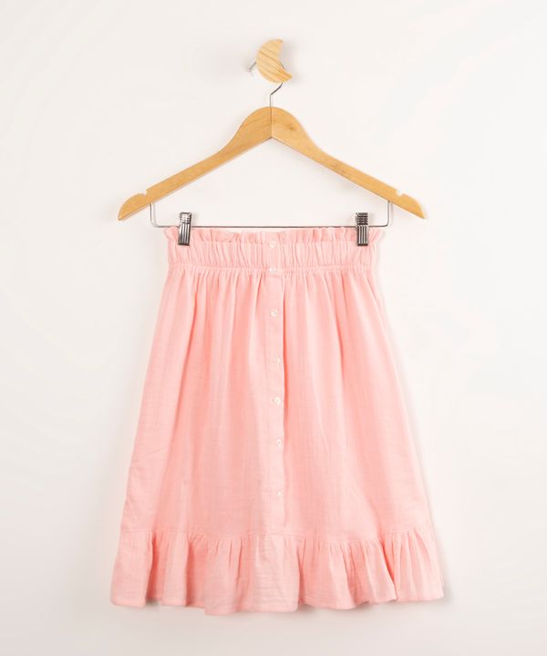 Saia Infantil de Algodão com Babados Rosa 8
