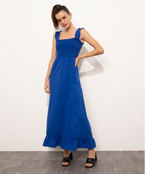 Vestido-Feminino-Mindset-Longo-com-Lastex-e-Babado-na-Alca-Azul-Royal-9984868-Azul_Royal_1