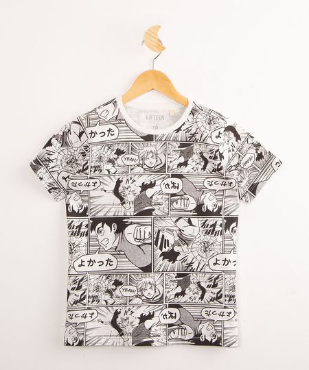 Camiseta-Juvenil-de-Algodao-Estampada-Quadrinhos-Manga-Manga-Curta-Off-White-1000451-Off_White_1