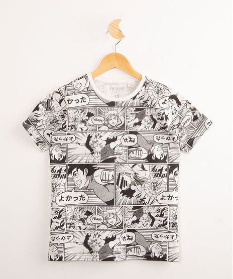 Camiseta-Juvenil-de-Algodao-Estampada-Quadrinhos-Manga-Manga-Curta-Off-White-1000451-Off_White_1