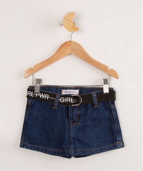 Short-Saia-Infantil-Jeans-com-Cinto-Estampado--Girl-Pwr---Azul-Escuro-1003198-Azul_Escuro_1