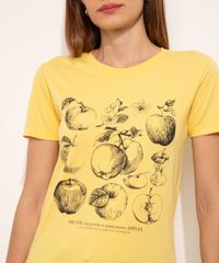 T-Shirt-Feminina-Mindset-Macas-Manga-Curta-Decote-Redondo-Amarela-9974959-Amarelo_2