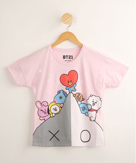 Blusa-Juvenil-de-Algodao-BT21-Manga-Curta--Rosa-9995377-Rosa_1