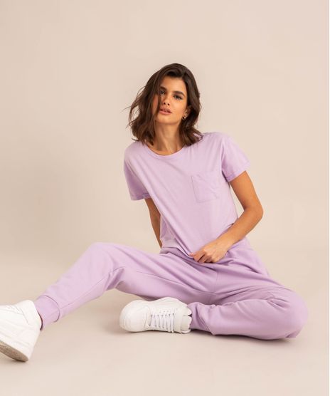 conjunto-basico-de-camiseta-cropped-com-bolso-manga-curta-decote-redondo---calca-jogger-de-moletom-cintura-media--lilas-1006882-Lilas_1