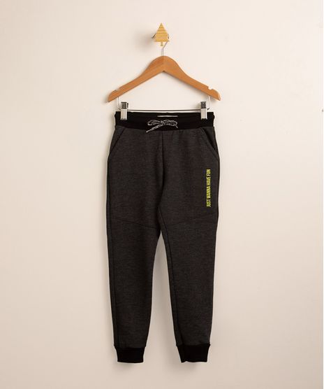 Calca-Infantil-de-Moletom-Jogger--Just-Wanna-Have-Fun--com-Recortes-e-Cordao-Chumbo-9991359-Chumbo_1