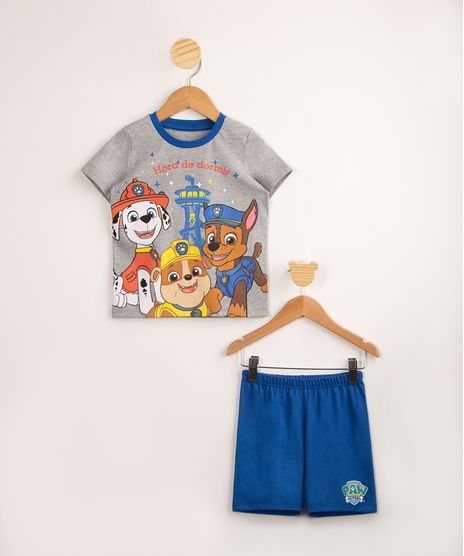 Pijama-Infantil-Patrulha-Canina--Hora-de-Dormir--Manga-Curta-Cinza-Mescla-1002936-Cinza_Mescla_1