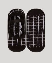Meia-Sapatilha-com-Elastico-Estampada-Xadrez-Antiderrapante-Preta-9993412-Preto_1