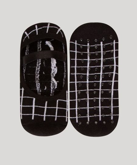 Meia-Sapatilha-com-Elastico-Estampada-Xadrez-Antiderrapante-Preta-9993412-Preto_1