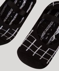Meia-Sapatilha-com-Elastico-Estampada-Xadrez-Antiderrapante-Preta-9993412-Preto_2