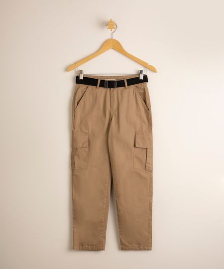 Calca-Cargo-Infantil-de-Sarja-com-Cinto-Kaki-1012408-Kaki_1