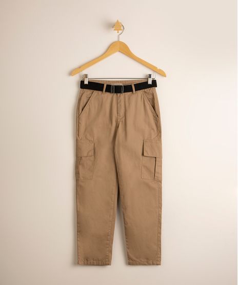 Calca-Cargo-Infantil-de-Sarja-com-Cinto-Kaki-1012408-Kaki_1