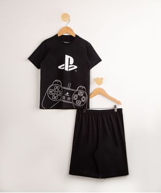 Pijama-Infantil-de-Algodao-PlayStation-Manga-Curta-Preto-1000667-Preto_1