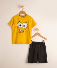 Conjunto-Infantil-de-Camiseta-Bob-Esponja-Amarela---Bermuda--Cinza-Mescla-Escuro-9994541-Cinza_Mescla_Escuro_1