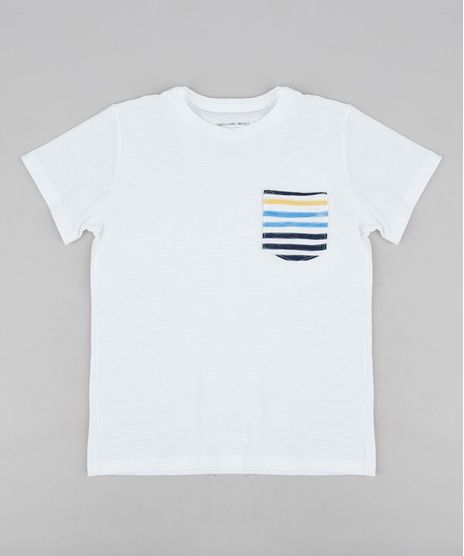 Camiseta-Infantil-com-Bolso-Listrado-Manga-Curta-Gola-Careca-Branca-9234020-Branco_1