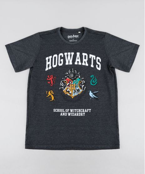 Camiseta-Infantil-Harry-Potter-Hogwarts-Manga-Curta-Gola-Careca-Cinza-Mescla-Escuro-9232196-Cinza_Mescla_Escuro_1