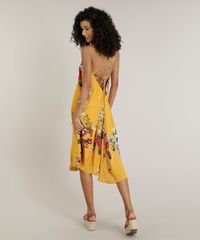 Vestido-Feminino-Midi-Amplo-Estampado-Floral-Alcas-Finas-Decote-V-Mostarda-9191187-Mostarda_2