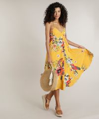 Vestido-Feminino-Midi-Amplo-Estampado-Floral-Alcas-Finas-Decote-V-Mostarda-9191187-Mostarda_3
