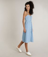 Vestido-Jeans-Feminino--Midi-com-Botoes-Alcas-Finas-Azul-Claro-9269749-Azul_Claro_1