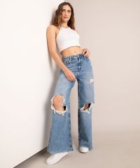 Calca-Wide-Jeans-Marmorizada-Destroyed-Cintura-Baixa-Azul-Medio-1007105-Azul_Medio_1