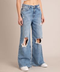 Calca-Wide-Jeans-Marmorizada-Destroyed-Cintura-Baixa-Azul-Medio-1007105-Azul_Medio_2