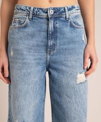 Calca-Wide-Jeans-Marmorizada-Destroyed-Cintura-Baixa-Azul-Medio-1007105-Azul_Medio_4