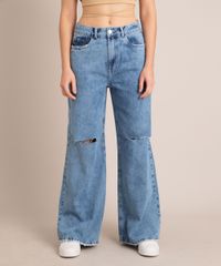 Calca-Wide-Jeans-com-Rasgos-Cintura-Baixa-Azul-Medio-1006877-Azul_Medio_3