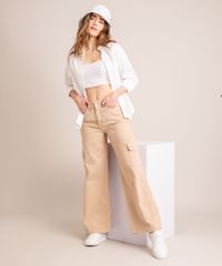 Calca-Cargo-de-Sarja-Cintura-Baixa-Kaki-1007182-Kaki_1