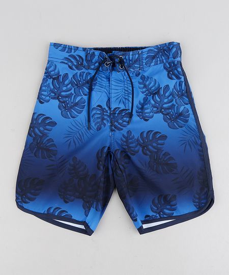 Bermuda-Surf-Infantil-com-Cordao-Estampada-de-Folhagem-Azul-Marinho-9193710-Azul_Marinho_1