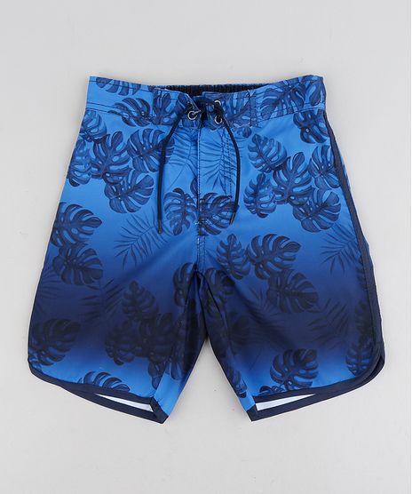 Bermuda-Surf-Infantil-com-Cordao-Estampada-de-Folhagem-Azul-Marinho-9193710-Azul_Marinho_1