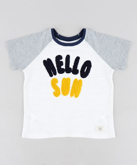 Camiseta-Infantil--Hello-Sun--Raglan-Manga-Curta-Gola-Careca-Off-White-9224611-Off_White_1 Camiseta-Infantil--Hello-Sun--Raglan-Manga-Curta-Gola-Careca-Off-White-9224611-Off_White_1