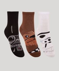 Kit-de-3-Meias-Infantis-Cano-Medio-Star-Wars-Multicor-1002005-Multicor_1