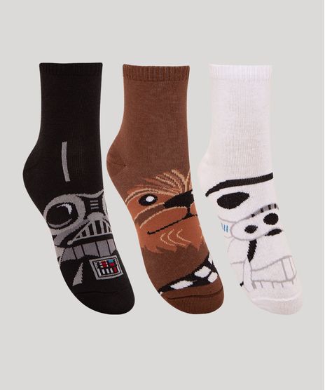 Kit-de-3-Meias-Infantis-Cano-Medio-Star-Wars-Multicor-1002005-Multicor_1