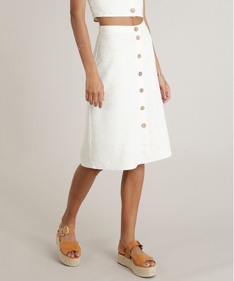 Saia-Feminina-Midi-em-Linho-com-Botoes-Bege-Claro-9298847-Bege_Claro_1