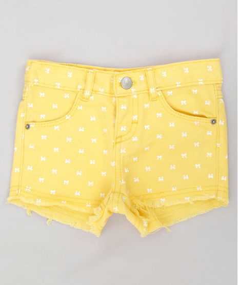Short-Color-Infantil-Estampado-de-Lacos-com-Barra-Desfiada-Amarelo-9245812-Amarelo_1