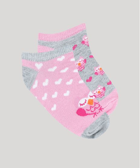 Kit-de-2-Meias-Infantis-Soquete-Estampadas-Coruja-Multicor-9263886-Multicor_1
