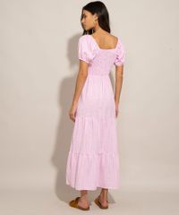 Vestido-Midi-de-Algodao-Estampado-Xadrez-Vichy-Manga-Bufante-Rosa-1001052-Rosa_3