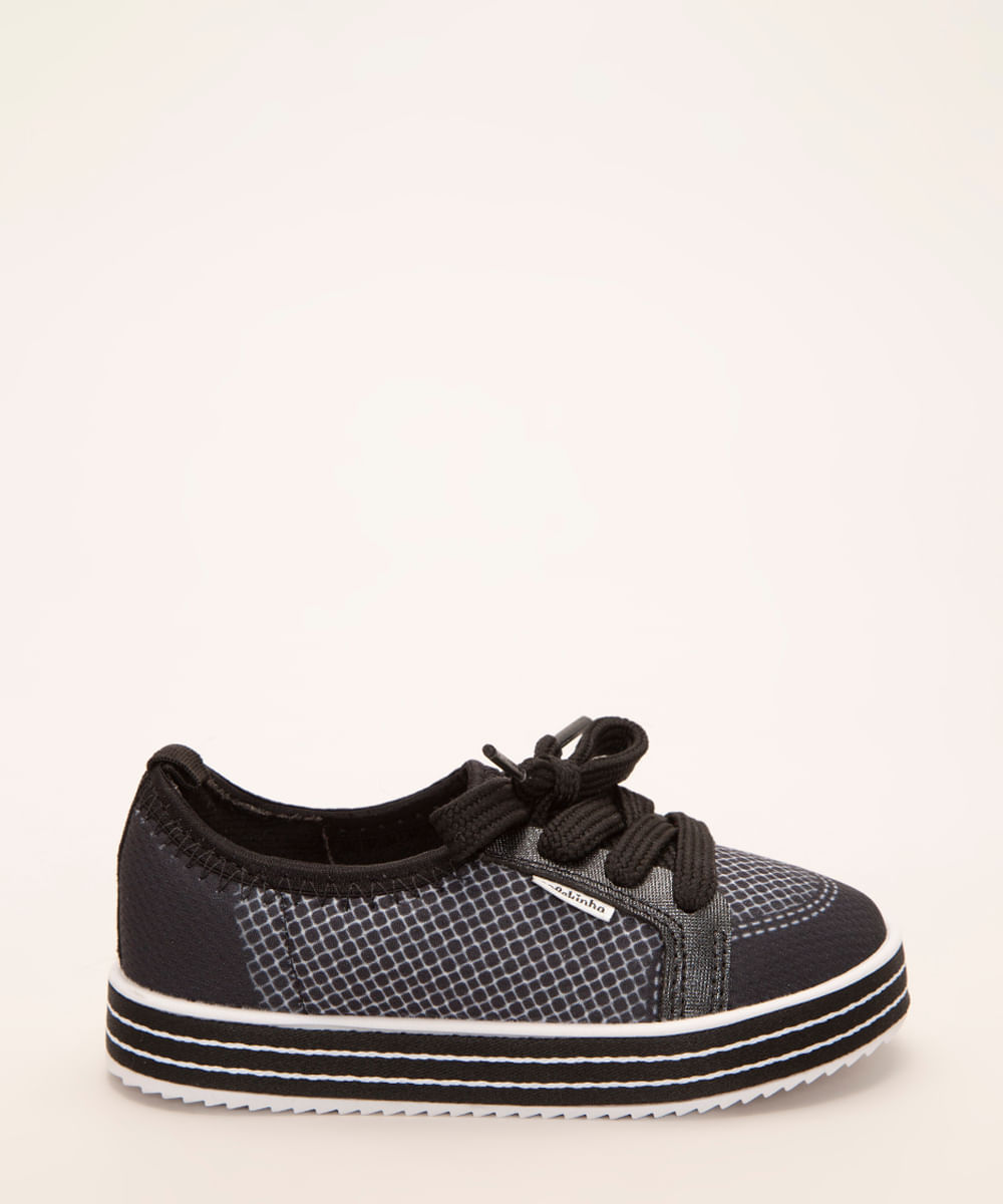 tênis infantil flatform molekinha preto