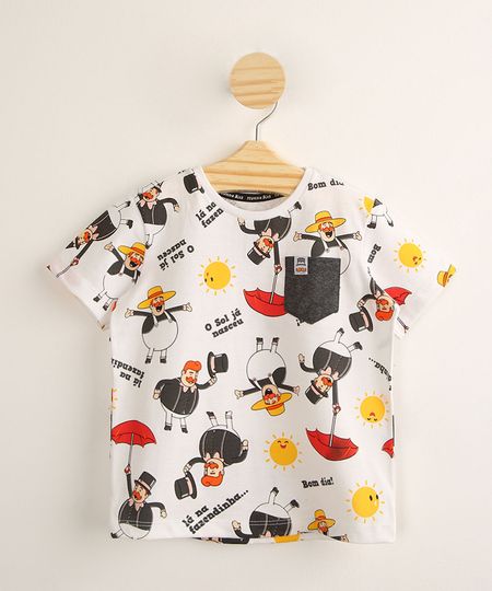 Camiseta-Infantil-de-Algodao-Estampada-Mundo-Bita-com-Bolso-Manga-Curta-Cinza-Mescla-Claro-1000595-Cinza_Mescla_Claro_1