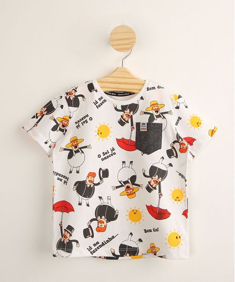 Camiseta-Infantil-de-Algodao-Estampada-Mundo-Bita-com-Bolso-Manga-Curta-Cinza-Mescla-Claro-1000595-Cinza_Mescla_Claro_1