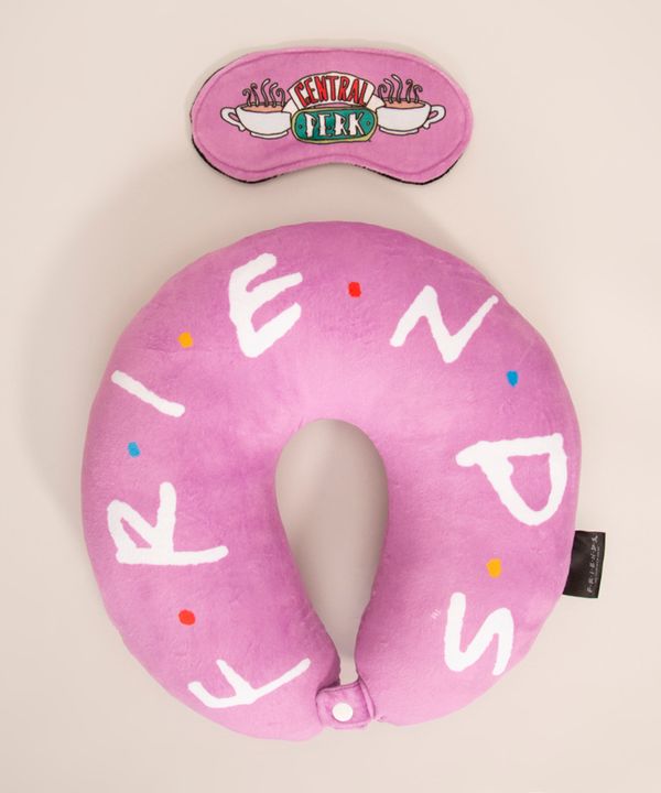 Kit de Apoio de Pescoço Friends Estampado + Tapa Olho lilás Único