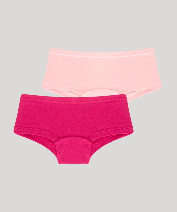 kit de 2 calcinhas boxer infantil rosa 12