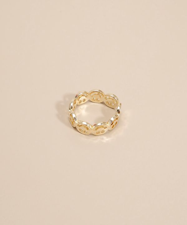 anel smile dourado Único
