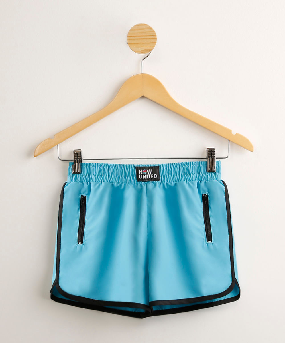 short running bolso com zíper now united azul