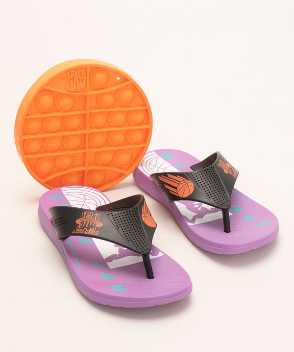 chinelo infantil space jam grendene + pop it lilás 23-24